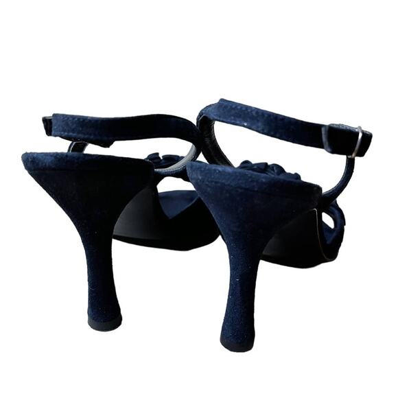 BELTRAMI Suede Sandals Navy Blue 3D Floral Design Sling Back Italy EU 38 US 7.5 - Picture 7 of 14